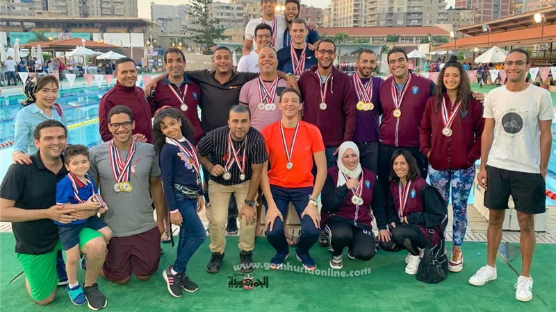 أساتذة جزيرة الورد يحصدون 50 ميدالية ببطولة الروتاري الدولية للسباحة