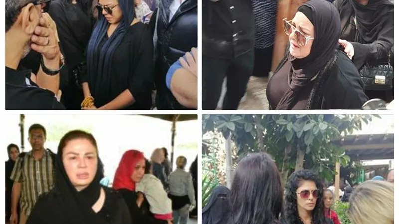 إلهام شاهين وزينة وناهد السباعى وبسمة فى جنازة ابن الامبراطور.. صور