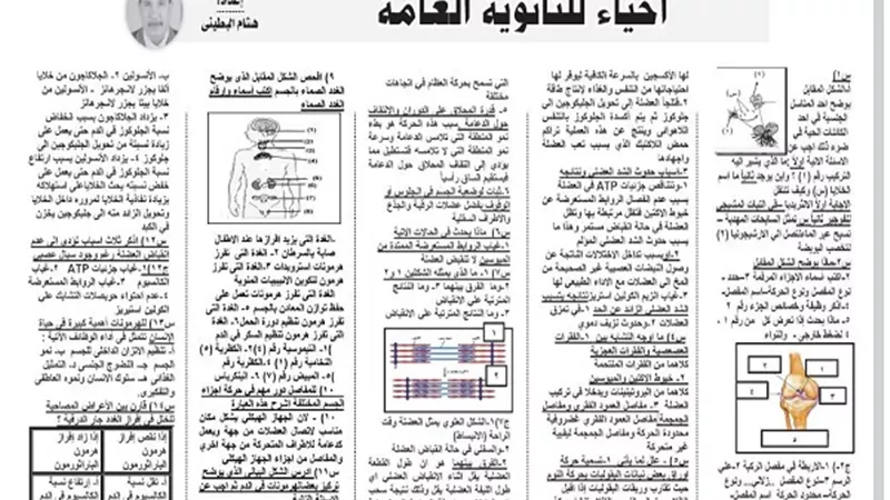 مراجعات نهائية لم يخرج عنها الامتحان فى مادة الاحياء للثانوية العامة من درس خصوصى