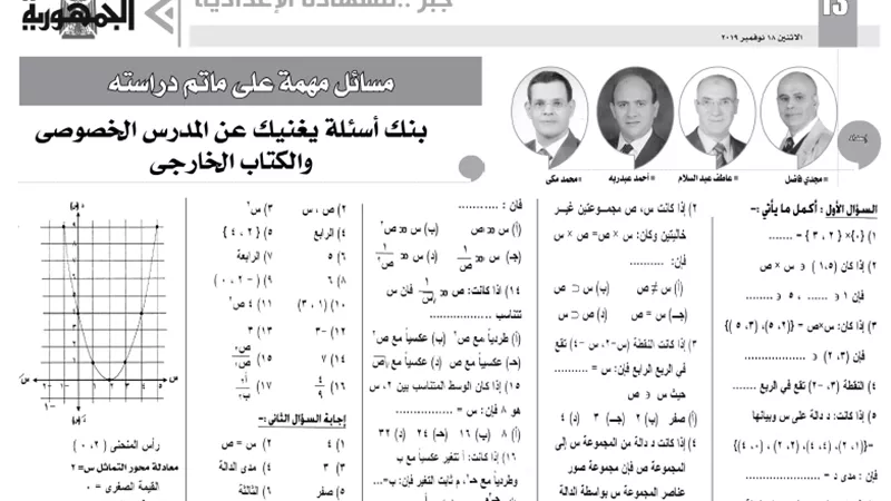 مسائل مهمة في الجبر للشهادة الاعدادية