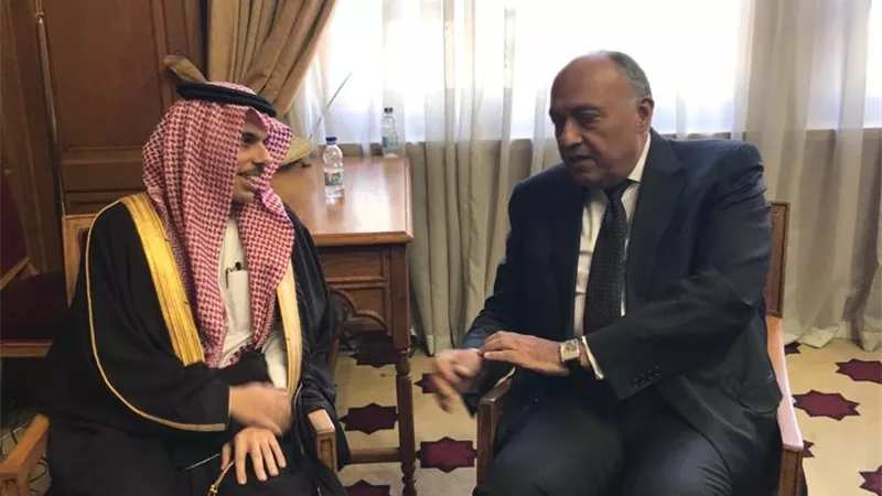وزير الخارجية يلتقي نظيره السعودي على هامش اجتماع جامعة الدول العربية