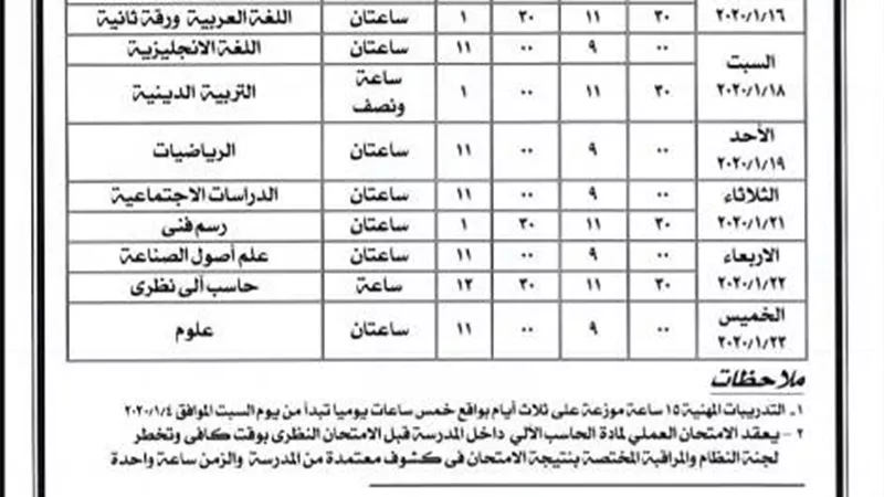 2 يناير بداية امتحانات نصف العام الدراسي في الإسماعيلية(ننشر الجدول)