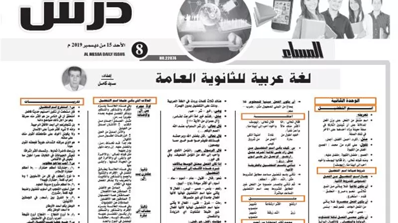 مراجعة الوحدة الثانية للغة العربية للثانوية العامة