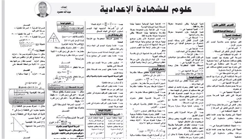 أهم المصطلحات في العلوم للشهادة الاعدادية تؤهلك للدرجات النهائية
