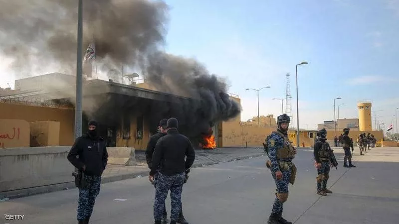 انسحاب ميليشيات الحشد من أمام السفارة الأميريكية ببغداد
