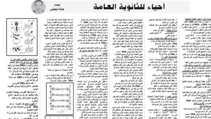 روشتة تفوق فى مادة الاحياء من درس خصوصى الثانوية العامة