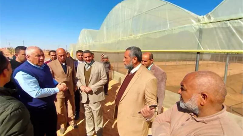 محافظ الوادى الجديد يتفقد مشروع زراعة ٦ آلاف نخلة وصوب زراعية للأولى بالرعاية