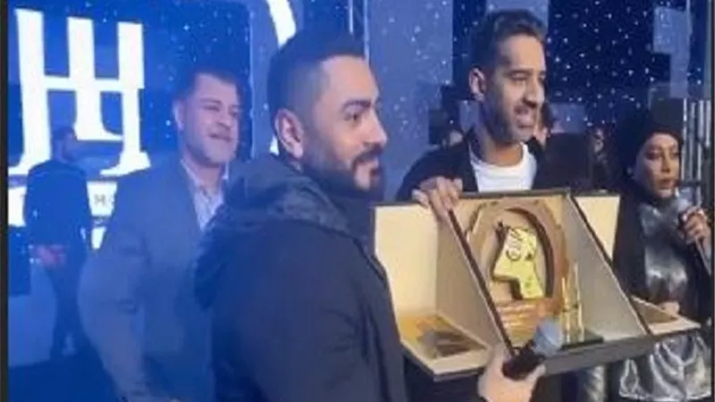 تكريم تامر حسنى فى الكويت لدخوله موسوعة جينيس