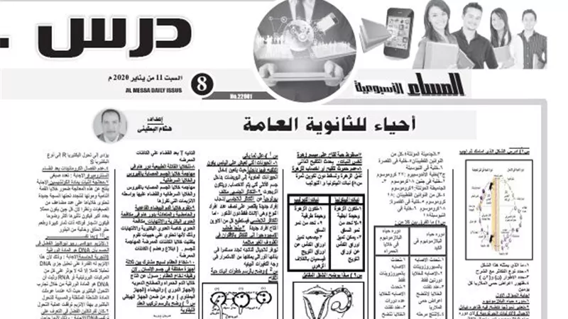 مراجعة نهائية لمادة الاحياء للثانوية العامة