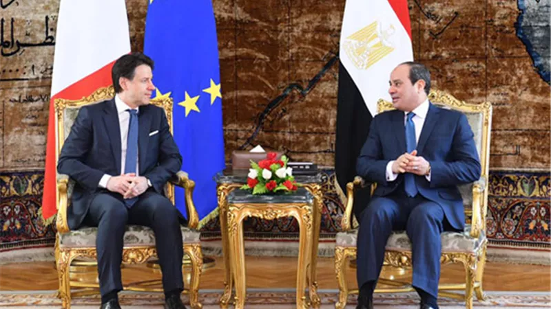الرئيس السيسى ورئيس وزراء إيطاليا يبحثان حل الأزمة الليبية