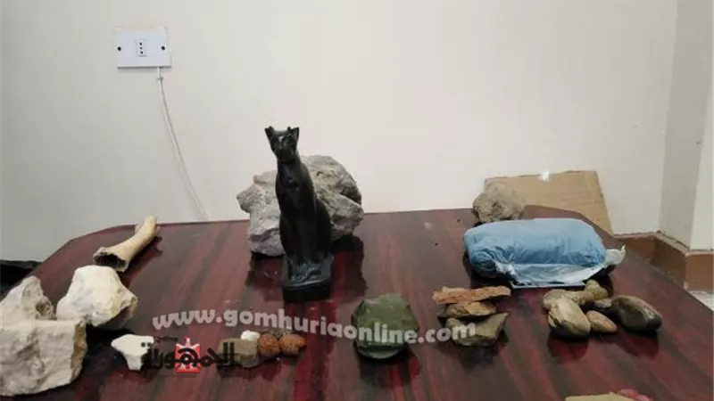 مباحث الغنايم تضبط قطع أثرية بحوزة مأذون و 6 اخرين .صور