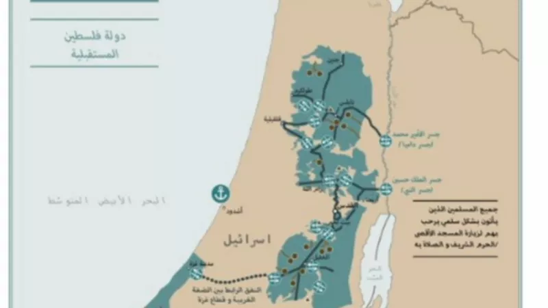 ترامب ينشر تغريدة بالعربية تضم خريطة لدولة فلسطين المستقبلية بعد خطة السلام