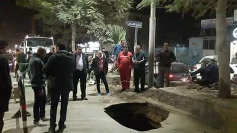هبوط ارضى بوسط مدينه المنصورة