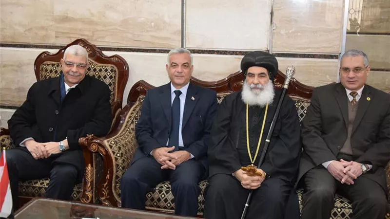 رئيس وقيادات جامعة المنوفية فى زيارة للمطرانية للتهنئة بعيد الميلاد