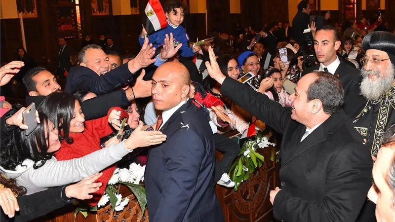 هتافات للسيسى بعد افتتاح كاتدرائية المسيح بالعاصمة الإدارية شكرا يا ريس