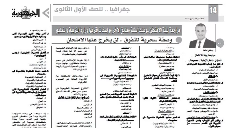 وصفة سحرية للتفوق لن يخرج عنها الامتحان لجغرافيا اولى ثانوى