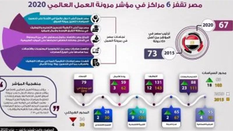 مصر تتقدم 6 مراكز في مؤشر مرونة العمل العالمي 2020..انفوجراف