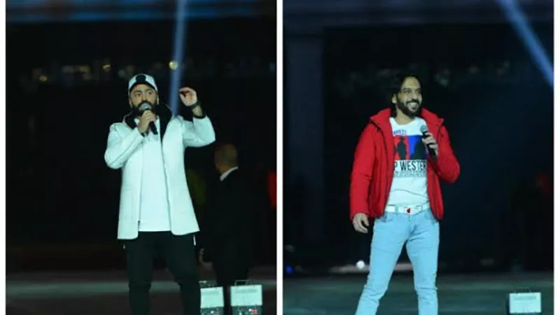 تامر حسنى وبهاء سلطان يشعلان استاد القاهرة فى عيد الحب .. صور