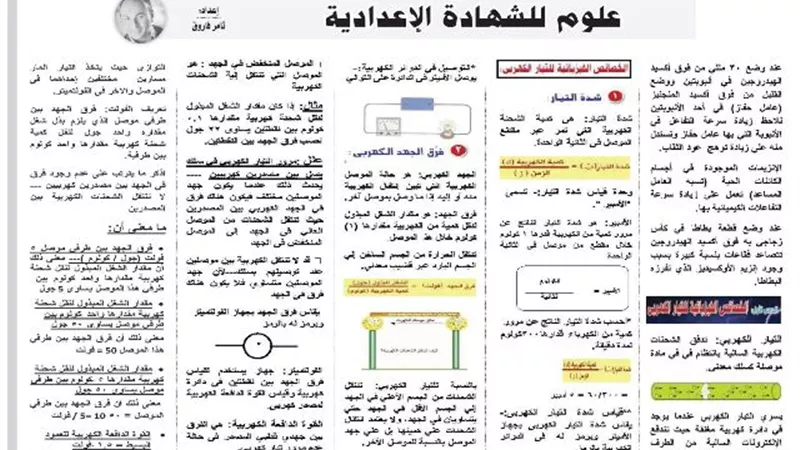 وصفة سحرية في العلوم للشهادة الاعدادية تؤهلك للتفوق
