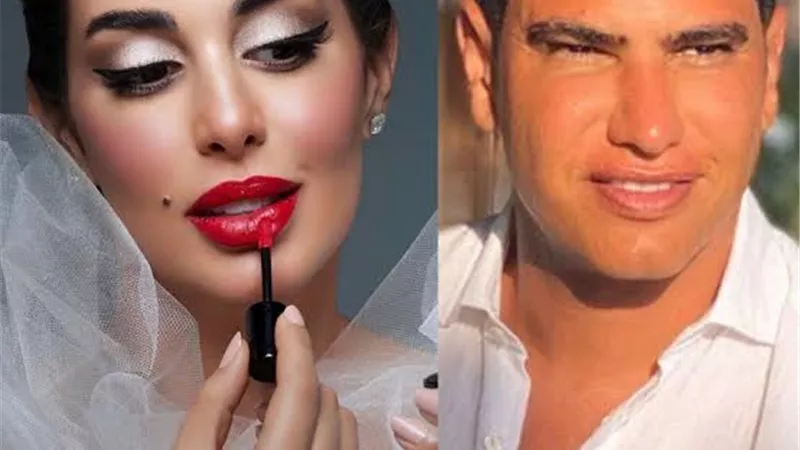 بقلوب .. ابو هشيمة يتغزل بخطيبته ياسمين صبرى