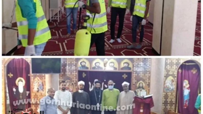 مستقبل وطن ينظم حملة لتعقيم وتطهير دور العبادة في مدينة أبوسمبل السياحية