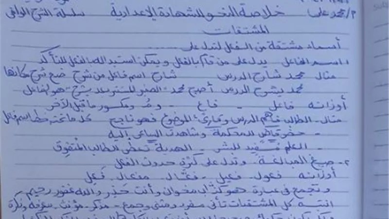 خلاصة النحو للشهادة الاعدادية من سلسلة الشرح الوافى