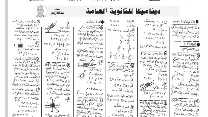 اهم قوانين الديناميكا للثانوية العامة