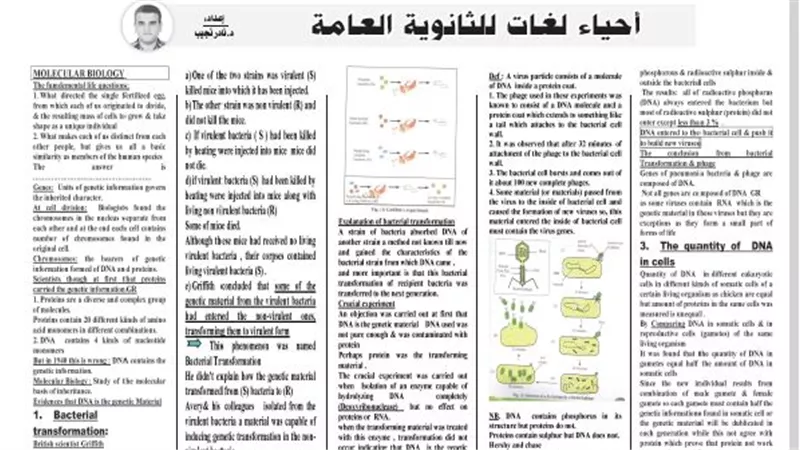 سؤال وجواب فى احياء لغات للثانوية العامة