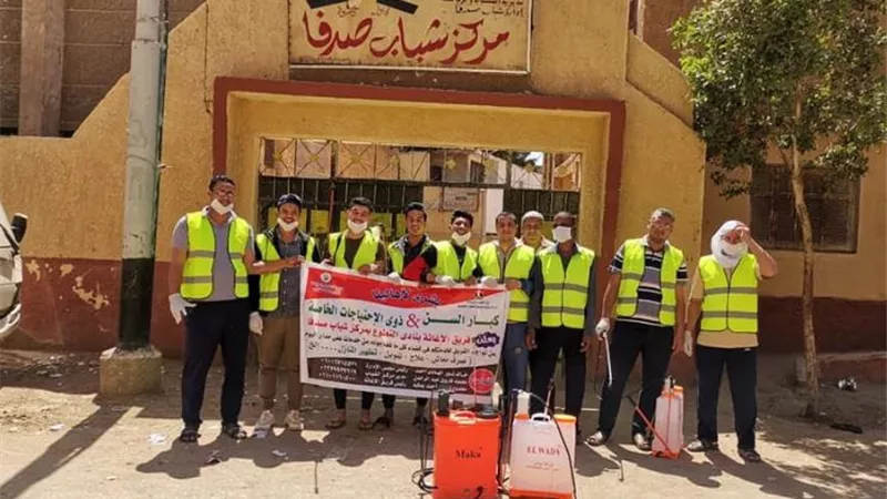 فرق الإغاثة الشبابية بأسيوط تواصل تطهير المنشآت