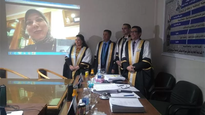 مناقشة علمية لرسالة ماجستير عبر الفيديو كونفرانس