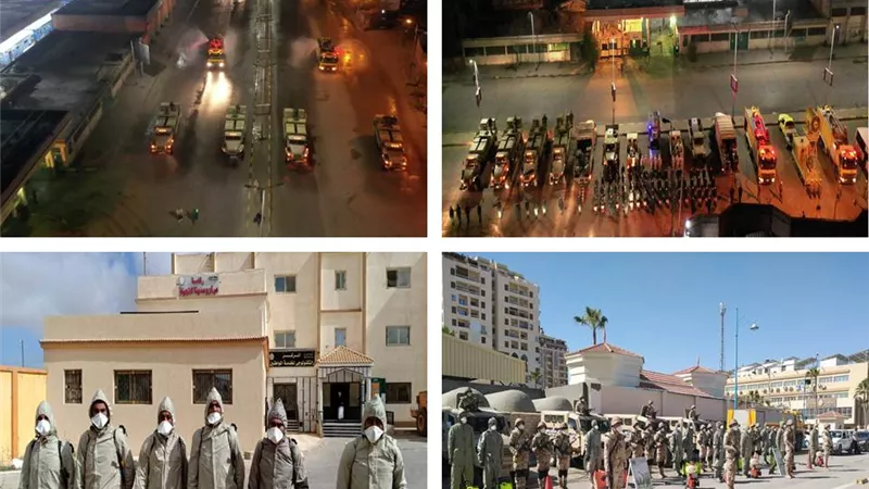القوات المسلحة تواصل أعمال التطهير والتعقيم الوقائى بمحافظتى الجيزة ومطروح