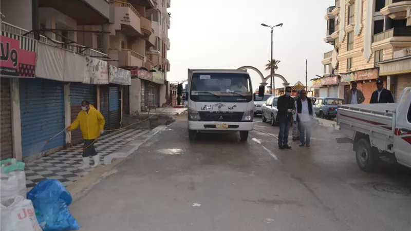 محافظة الإسكندرية: تطهير وتعقيم منطقة شاطيء النخيل بالعجمي