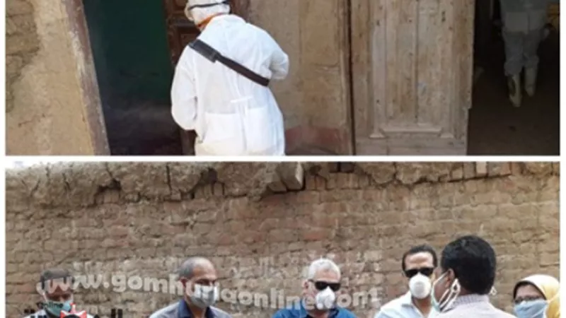 الطب البيطرى يواصل تطهير وتعقيم منازل المصابين بكورونا بالتعاون مع مجلس مدينة أشمون