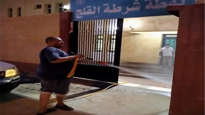 تنفيذي الخانكة :تعقيم شوارع وميادين قرية القلج
