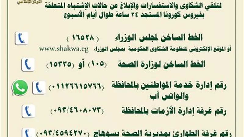 محافظ سوهاج يشكل لجان متابعة وخطوط ساخنة لتلقي شكاوى واستفسارات