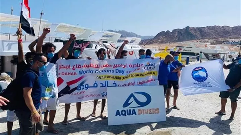 ختام مبادرة the clean blue لغواصين مدينة دهب وتنظيف قاع البحر وداخل وخارج المياه