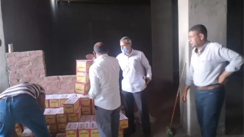 التحفظ علي 592 كرتونه مواد غذائية فى مخزن غير مرخص ببني سويف