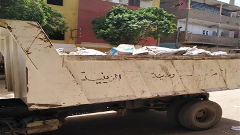 رفع ١٤ طن مخلفات وتطهير عدد من المنشآت بقرى الزينية شمال الأقصر