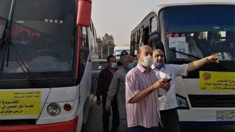 ١٣٦ اتوبيسا مجانيا لنقل الملاحظين و المصححين من بنى سويف الى اللجان