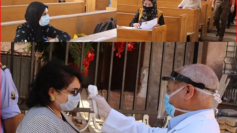 إضبط .. فى وجود رئيس جامعة المنوفية طلاب يؤدون الامتحانات بدون كمامات....... صـــور