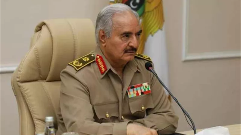 حفتر يجتمع بقادة الجيش الليبى بعد يوم من الضربات الجوية على قاعدة الوطية