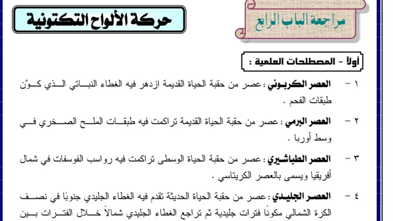 مراجعة ليلة الامتحان للباب الرابع من الجيولوجيا للثانوية العامة 2020