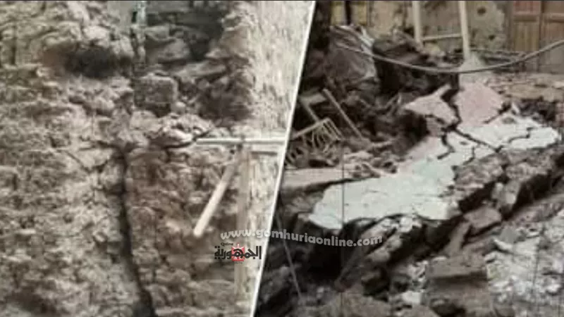 انهيار منزل 4 طوابق واستخراج ربة منزل واطفالها الثلاثة من تحت الانقاض بسوهاج