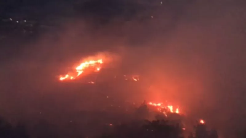 حريق ضخم بجبل مشغرة في لبنان