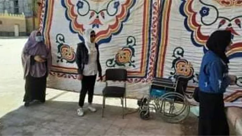 كراسى متحركة وكمامات في لجان الشيوخ بسوهاج