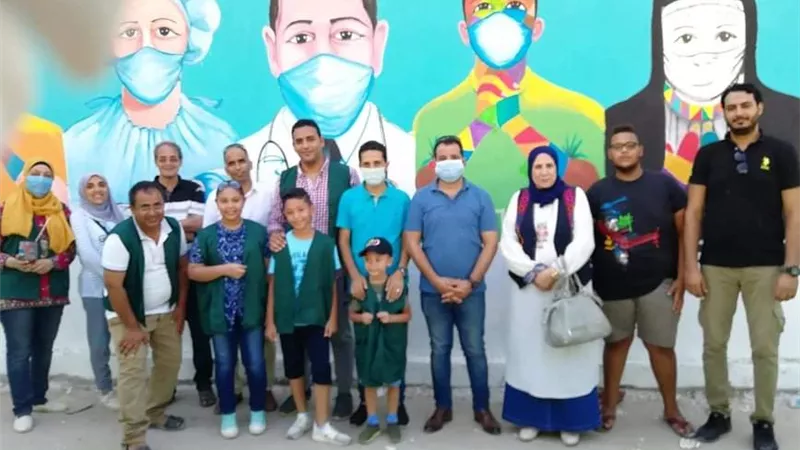 جداريه بشمال سيناء تحت عنوان ( الدعم النفسي للقطاع الصحى بالفن )