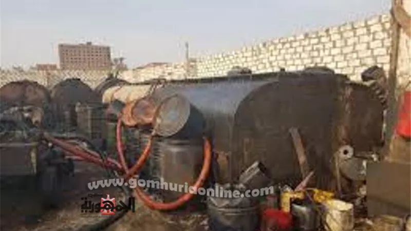 ضبط مصنع لتدويرزيوت السيارات السابق استخدامها بالعامرية