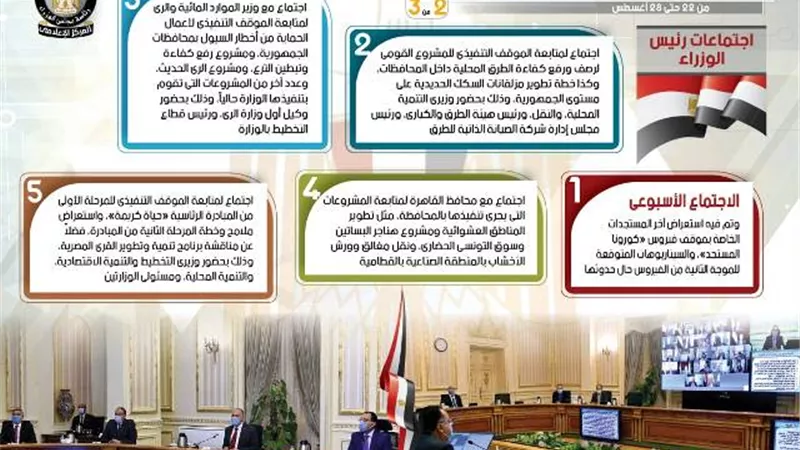 بالإنفوجراف. الحصاد الأسبوعي لمجلس الوزراء