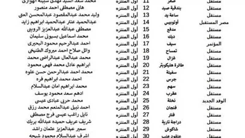أسماء المرشحين لمجلس