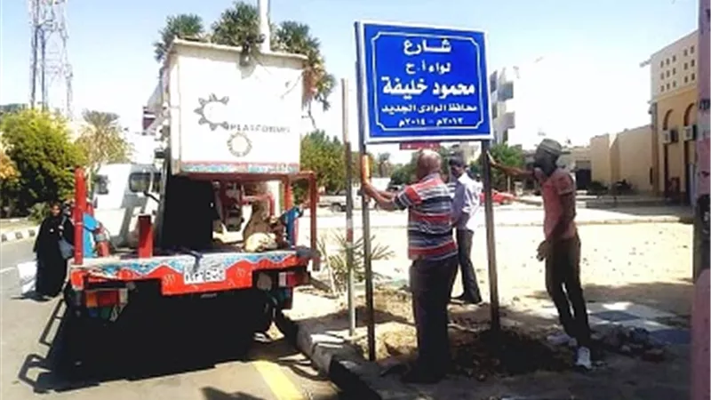 انارة لوحات المحافظين السابقين بشوارع الوادى الجديد